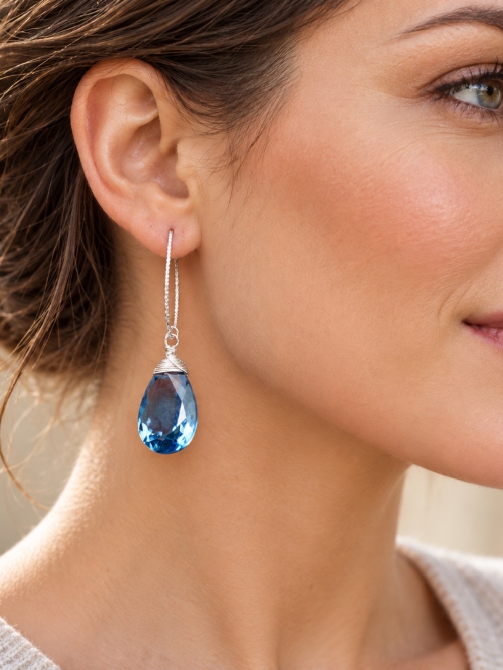Light London Blue Topaz Earrings Sterling Silver - December Birthstone Elegance